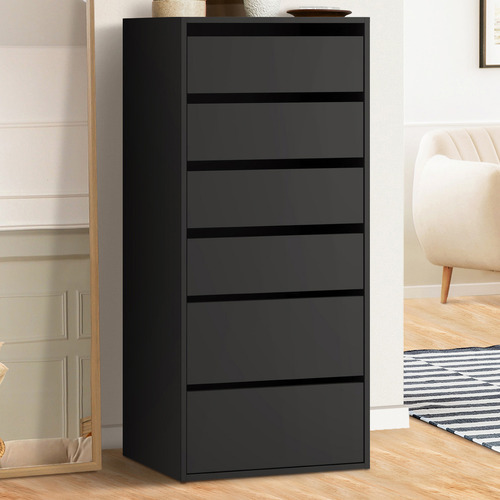 LivingFusion Black Cassandra 6 Drawer Wardrobe | Temple & Webster
